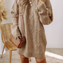 Small Expresso Cable Knit Loose Fit Shift Sweater Dress