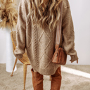 Small Expresso Cable Knit Loose Fit Shift Sweater Dress