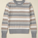 Small Jane Gray Stripe Color Block Round Neck Sweater for Women