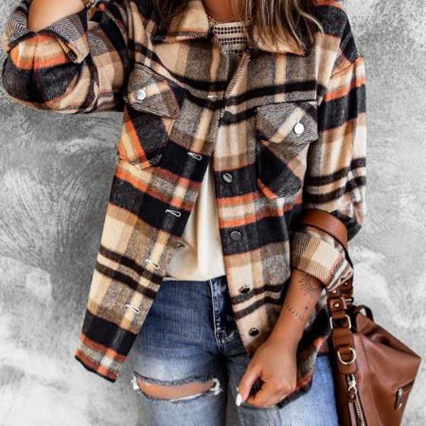 Lannah Plaid Button Down Shacket