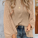   Swiss Dot Balloon Sleeve Loose Blouse