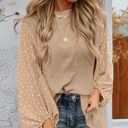   Swiss Dot Balloon Sleeve Loose Blouse