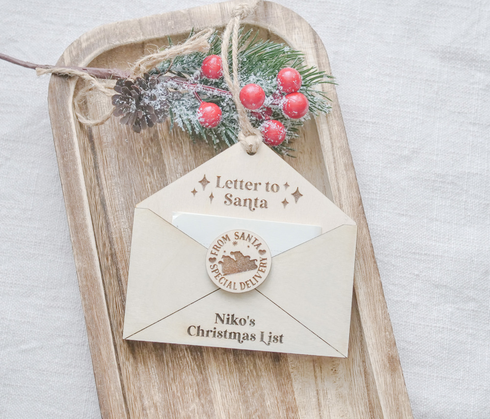 Personalize Wooden Letter to Santa Ornament