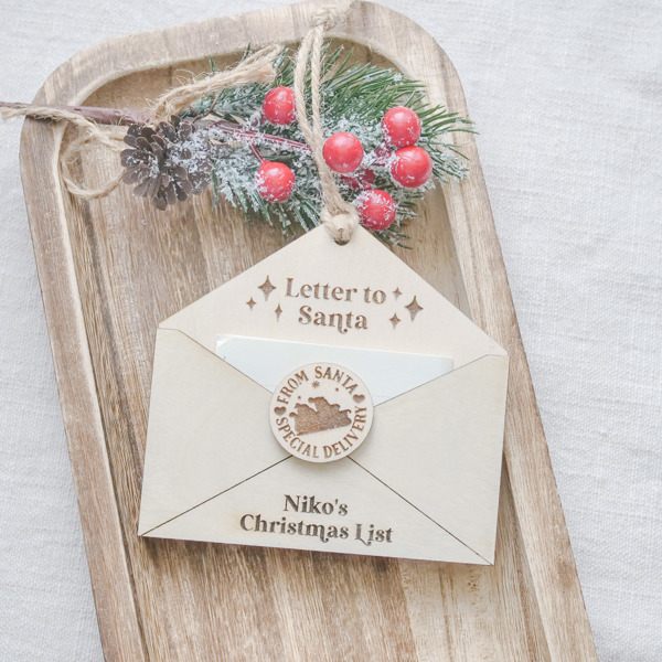 Personalize Wooden Letter to Santa Ornament