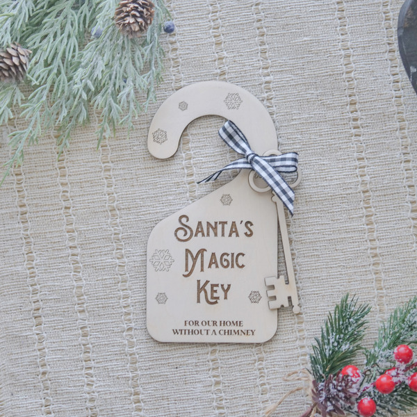 Wood Santa's Magic Key Sign 