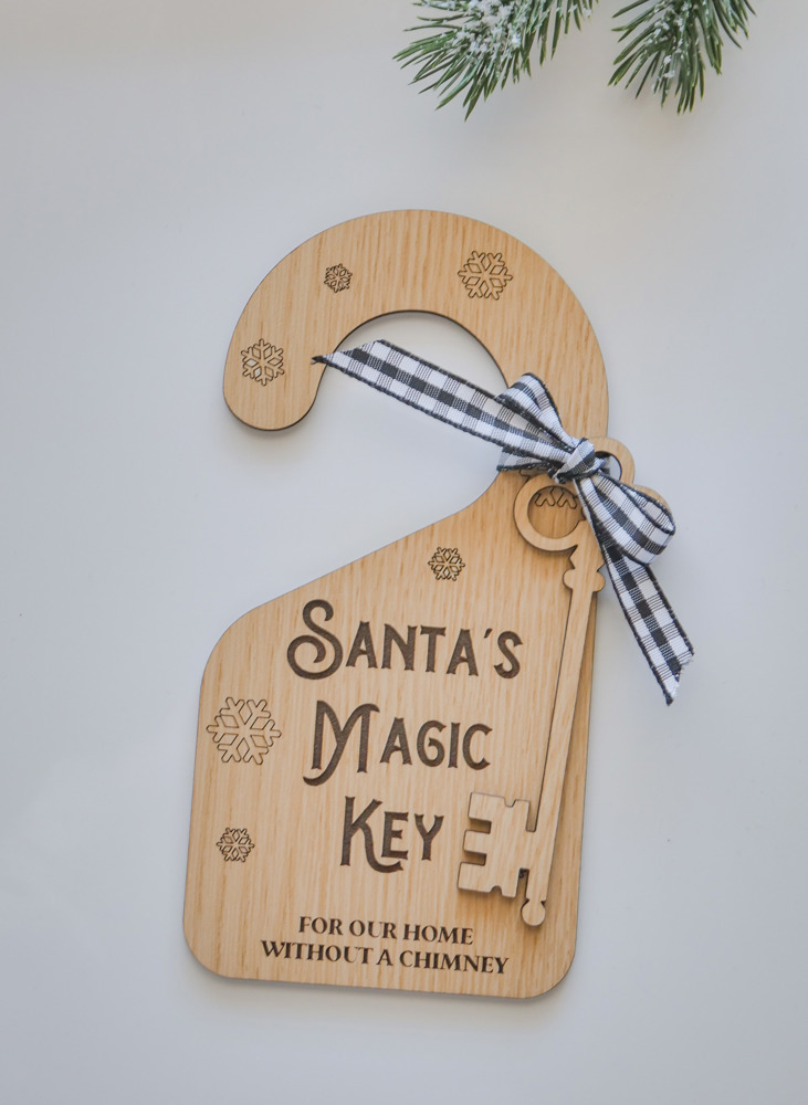 Wood Santa's Magic Key Sign