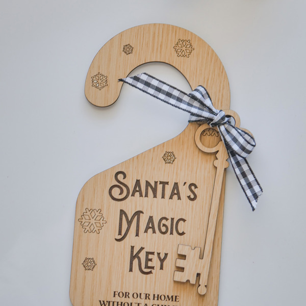 Wood Santa's Magic Key Sign