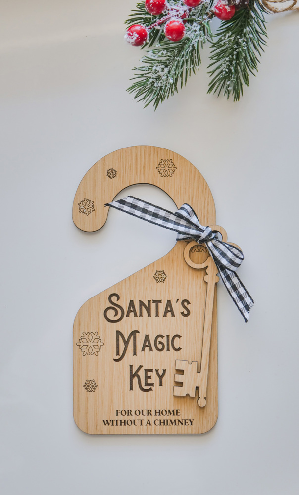 Wood Santa's Magic Key Sign