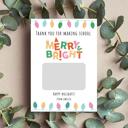 Merry & Bright Personalized Teacher Appreciation Christmas Gift Card Holder Greeting Card - Set of 4