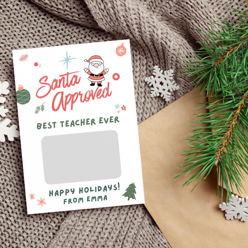 Personalized Teacher Appreciation Christmas Gift Card Holder Greeting Card - Set of 4