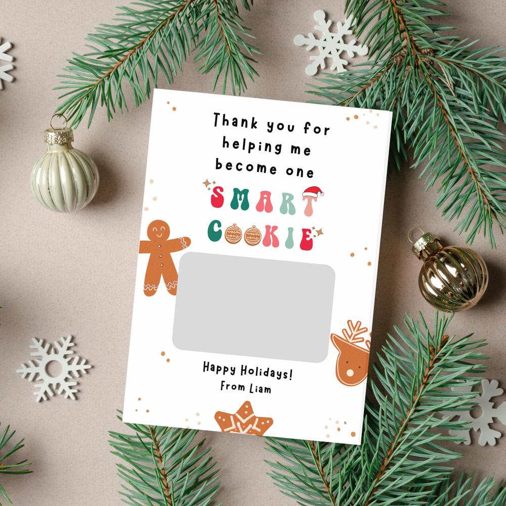 Personalized Teacher Appreciation Christmas Gift Card Holder Greeting Card - Set of 4