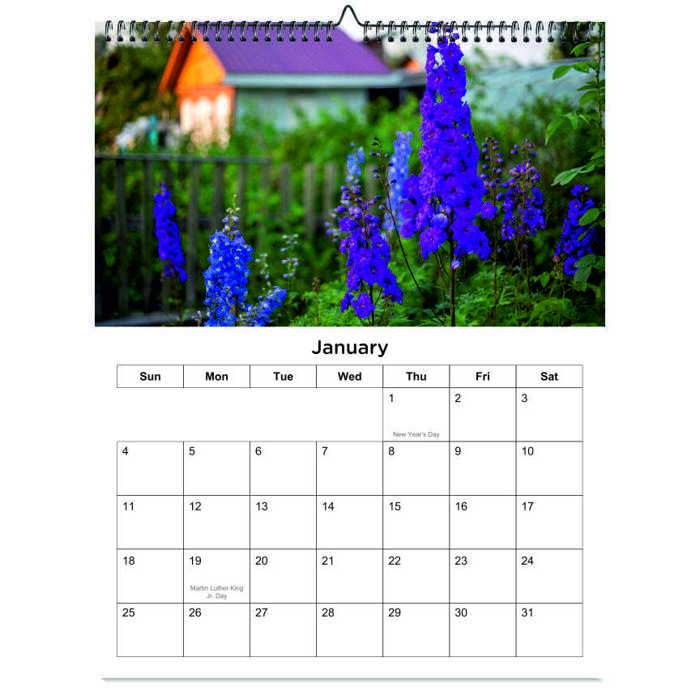 2026 Wall Calendar - Botanical Photography - 12-Month Bloom Series - 8.5x11 Wire-O Hanging Planner