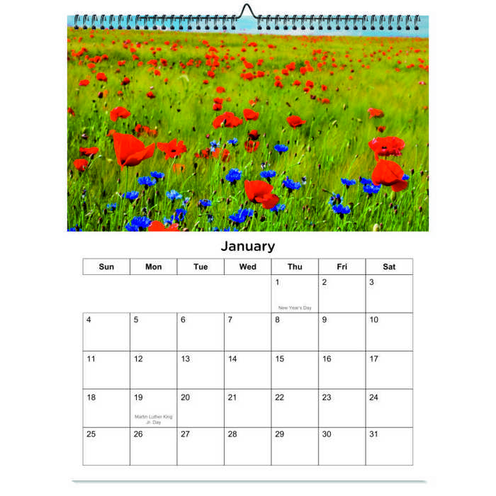 2026 Wall Calendar - Botanical Photography - 12-Month Bloom Series - 8.5x11 Wire-O Hanging Planner