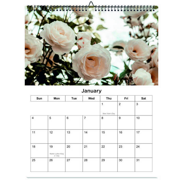 2026 Wall Calendar - Botanical Photography - 12-Month Bloom Series - 8.5x11 Wire-O Hanging Planner