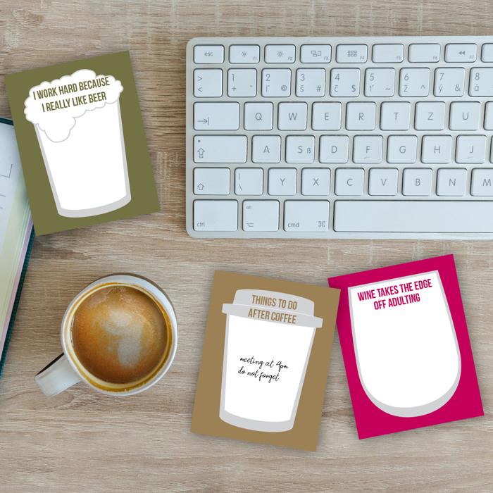 Coffee, Beer & Wine Lovers Notepad |Gift