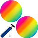  Waloo Rainbow Playground 9 inch Pvc Round Kick Ball for Outdoor Fun, Hand Pump Included 2 Pack