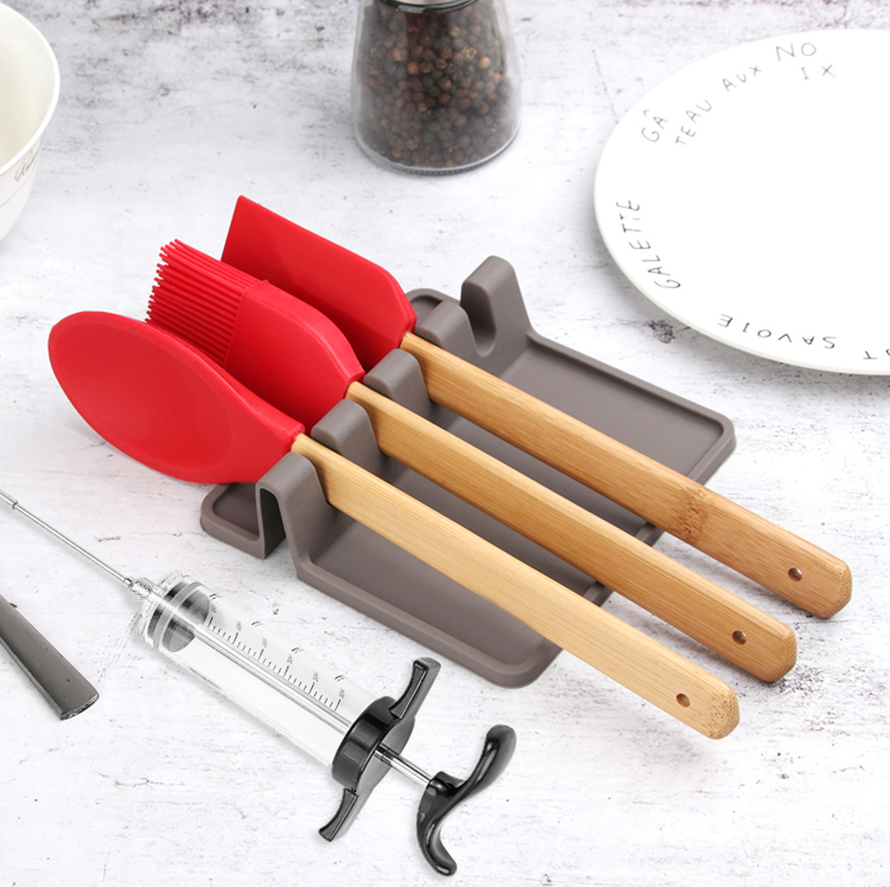 Waloo FlavorMax Meat Injector & Silicone Utensil Rest Set – Perfect for Juicy, Flavorful Meats and a Clean Cooking Space