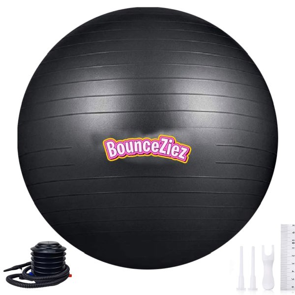 Bounceziez Exercise Ball - Extra Thick, Anti-Burst, Stable Yoga Ball with Pump for Birthing, Core Training & Physical Therapy