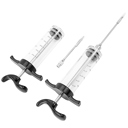  Waloo Plastic Marinade Injector Syringe with Screw-on Meat Needle for BBQ Grill & Spice injecting Exclusive 2 Pack Offer