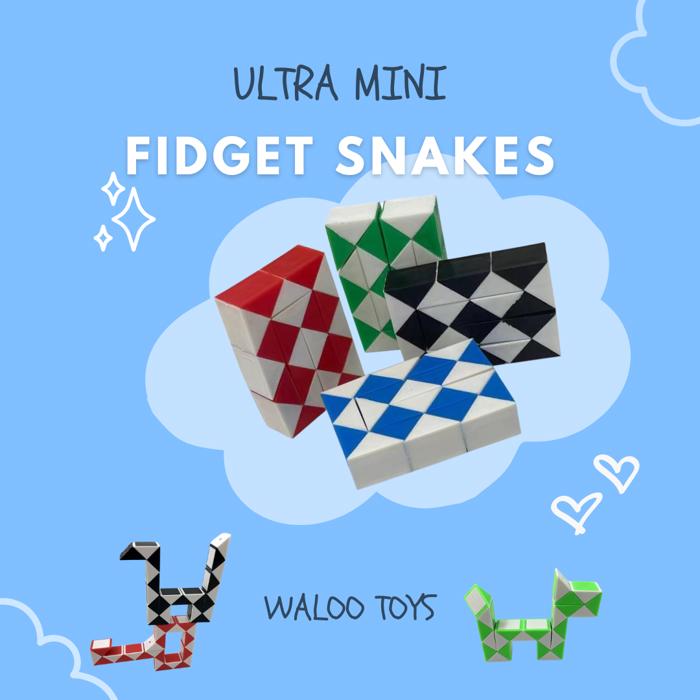 Ultra Mini Fidget Toy Snake Cube Twist Puzzle Set 4-Pack