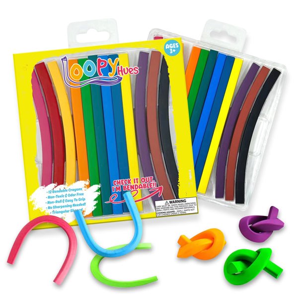 Loopy Hues - Bendable & 3D Shaped Crayons - School Supplies