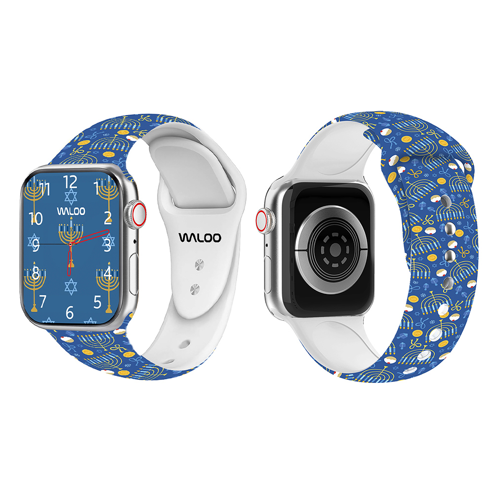 Waloo Hanukkah Fun Silicone Sport Bands for Apple Watch – Festive Design Replacement Bands for All Apple Watch Models