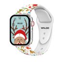 38/40/41mm & 42mm (Series 10 Only) Cream Reindeer Waloo Christmas/Holiday Fun Silicone Sport Band For Apple Watch Series 10/9/8/7/6/5/4/3/2/1/SE/Ultra