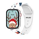 38/40/41mm & 42mm (Series 10 Only) White Santa Waloo Christmas/Holiday Fun Silicone Sport Band For Apple Watch Series 10/9/8/7/6/5/4/3/2/1/SE/Ultra