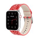 38/40/41mm & 42mm (Series 10 Only) Red Waloo Leather Bling Band For Apple Watch Series 10/9/8/7/6/5/4/3/2/1/SE/Ultra