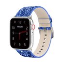 38/40/41mm & 42mm (Series 10 Only) Blue Waloo Leather Bling Band For Apple Watch Series 10/9/8/7/6/5/4/3/2/1/SE/Ultra