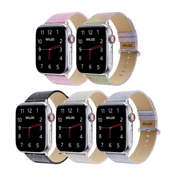 Waloo Shiny Brilliance Leather Band For Apple Watch Series 10/9/8/7/6/5/4/3/2/1/SE/Ultra