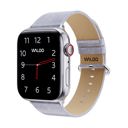 38/40/41mm & 42mm (Series 10 Only) Silver Waloo Shiny Brilliance Leather Band For Apple Watch Series 10/9/8/7/6/5/4/3/2/1/SE/Ultra