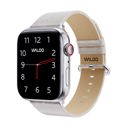 38/40/41mm & 42mm (Series 10 Only) White Waloo Shiny Brilliance Leather Band For Apple Watch Series 10/9/8/7/6/5/4/3/2/1/SE/Ultra