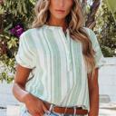 Green Small Sunday Breeze Striped Cotton Blend Top