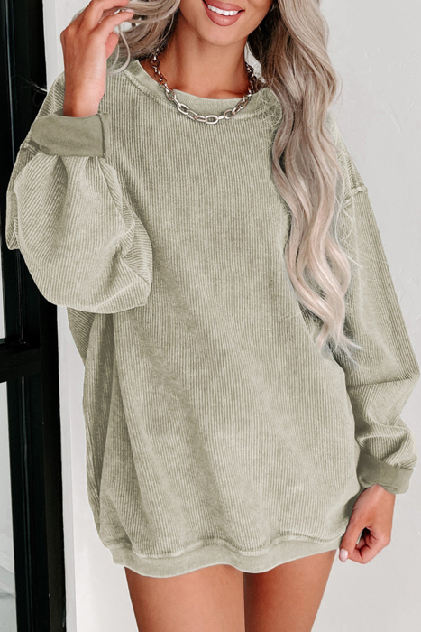  HIDDEN GEMS | Washed Ribbed Pullover Sweatshirt