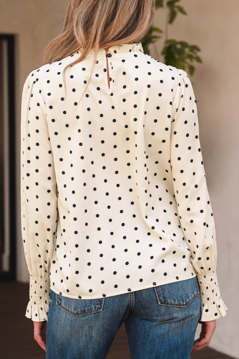 HIDDEN GEMS | Polka Dot Frilled Collar Blouse