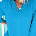  HIDDEN GEMS | Frilled V-Neck 3/4 Sleeve Blouse