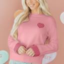 Light Pink Small Forever Valentine Embroidered Soft Sweater