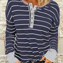  HIDDEN GEMS | Stripe Waffle Knit Buttoned Henley Top