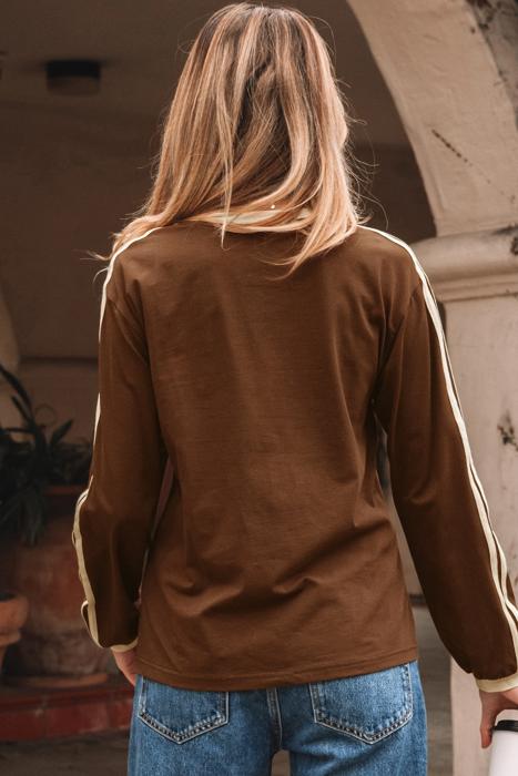 HIDDEN GEMS | Varsity Stripe Crewneck Long Sleeve Top