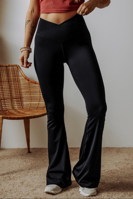 HIDDEN GEMS | Solid Dipped Waist Flared Leggings