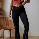  HIDDEN GEMS | Solid Dipped Waist Flared Leggings