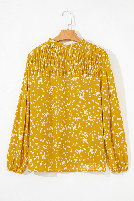 HIDDEN GEMS | Plus Size Floral Ruched V-Neck Blouse
