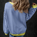  HIDDEN GEMS | Stripe Contrast Trim Sweatshirt