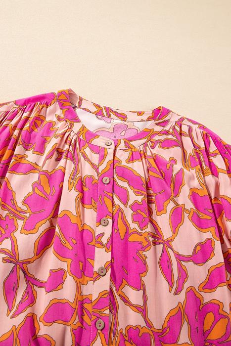 HIDDEN GEMS | Floral Batwing Sleeve Buttoned Shirt