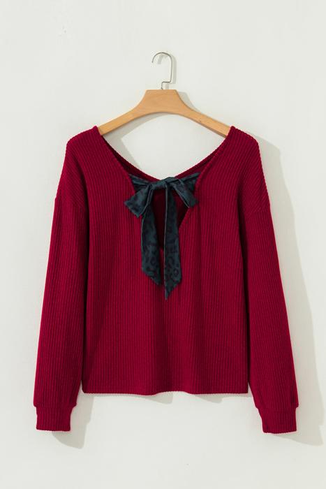 HIDDEN GEMS | Bow Tie Back Long Sleeve Top