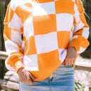  HIDDEN GEMS | Checker Bishop Sleeve Sweater