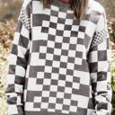  HIDDEN GEMS | Checker Round Neck Drop Shoulder Sweater