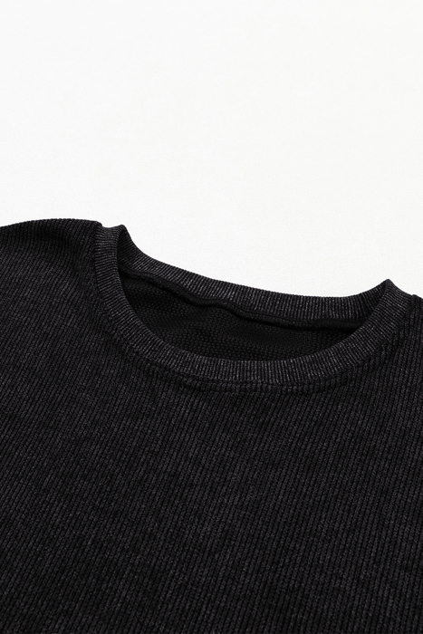  HIDDEN GEMS | Washed Ribbed Pullover Sweatshirt