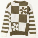  HIDDEN GEMS | Checker Floral Stripe Patchwork Sweater